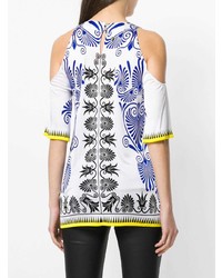 Разноцветная блуза с коротким рукавом с принтом от Versace Collection