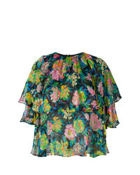 Разноцветная блуза с коротким рукавом с цветочным принтом от MSGM