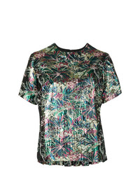 Разноцветная блуза с коротким рукавом с цветочным принтом от MSGM