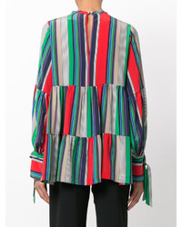 Разноцветная блузка с длинным рукавом в вертикальную полоску