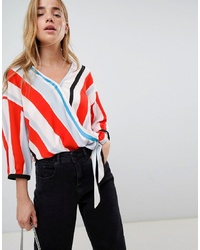 Разноцветная блузка с длинным рукавом в вертикальную полоску от Jdy