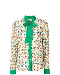 Разноцветная блузка с длинным рукавом в горошек