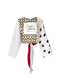 Разноцветная блузка с длинным рукавом в стиле пэчворк от MM6 MAISON MARGIELA