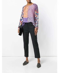 Разноцветная блузка с длинным рукавом в стиле пэчворк от Pierre Louis Mascia