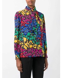 Разноцветная блузка с длинным рукавом с принтом от Saint Laurent