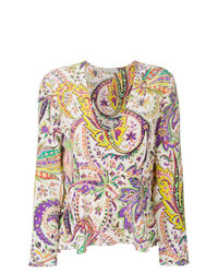 Разноцветная блузка с длинным рукавом с принтом от Etro