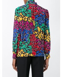 Разноцветная блузка с длинным рукавом с принтом от Saint Laurent