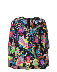 Разноцветная блузка с длинным рукавом с цветочным принтом от Etro