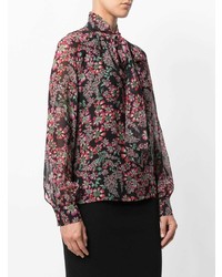 Разноцветная блузка с длинным рукавом с цветочным принтом от Giambattista Valli