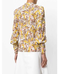 Разноцветная блузка с длинным рукавом с цветочным принтом от Chloé