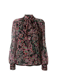 Разноцветная блузка с длинным рукавом с цветочным принтом от Giambattista Valli