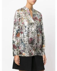 Разноцветная блузка с длинным рукавом с цветочным принтом от Tory Burch