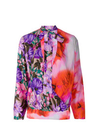 Разноцветная блузка с длинным рукавом с цветочным принтом от MSGM