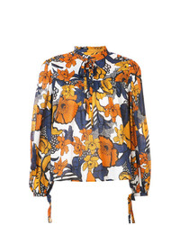 Разноцветная блузка с длинным рукавом с цветочным принтом от Warm