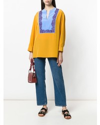 Разноцветная блузка с длинным рукавом от Tory Burch