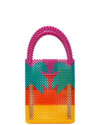 Разноцветная большая сумка из бисера с принтом от Delduca