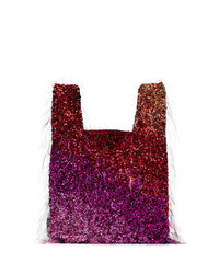 Разноцветная большая сумка из плотной ткани с украшением от Ashish