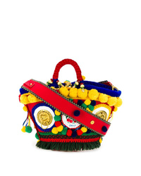 Разноцветная большая сумка из плотной ткани с украшением от Sikuly