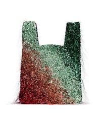 Разноцветная большая сумка из плотной ткани с украшением от Ashish
