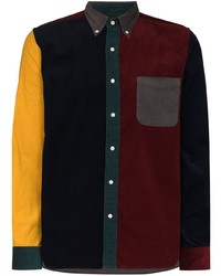 Мужская разноцветная вельветовая рубашка с длинным рукавом в стиле пэчворк от Beams Plus