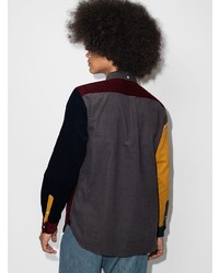 Мужская разноцветная вельветовая рубашка с длинным рукавом в стиле пэчворк от Beams Plus
