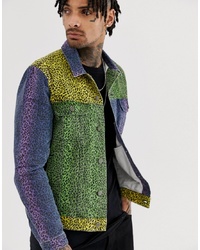 Мужская разноцветная джинсовая куртка с принтом от ASOS DESIGN