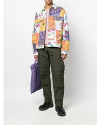 Мужская разноцветная джинсовая куртка с принтом от Moschino