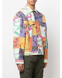Мужская разноцветная джинсовая куртка с принтом от Moschino
