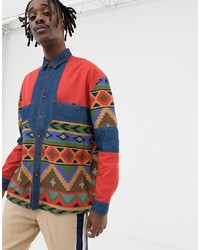 Мужская разноцветная джинсовая рубашка с геометрическим рисунком от ASOS DESIGN