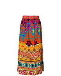 Разноцветная длинная юбка с принтом