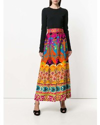 Разноцветная длинная юбка с принтом от William Vintage
