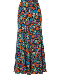 Разноцветная длинная юбка с цветочным принтом