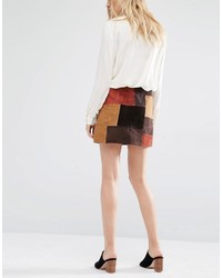 Разноцветная замшевая мини-юбка от Mango