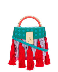 Разноцветная замшевая сумка через плечо с украшением от The Volon