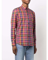 Мужская разноцветная классическая рубашка в шотландскую клетку от Etro