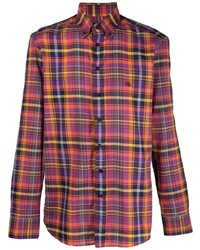 Мужская разноцветная классическая рубашка в шотландскую клетку от Etro