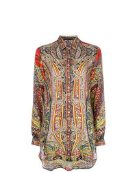 Женская разноцветная классическая рубашка с "огурцами" от Etro