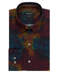 Разноцветная классическая рубашка с цветочным принтом