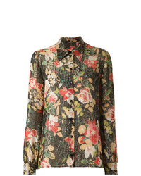Женская разноцветная классическая рубашка с цветочным принтом от Saint Laurent