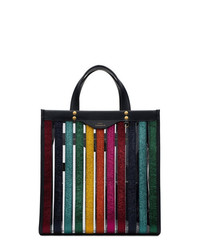 Разноцветная кожаная большая сумка в вертикальную полоску от Anya Hindmarch
