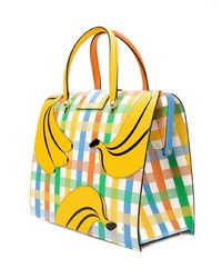 Разноцветная кожаная большая сумка с принтом от Thom Browne
