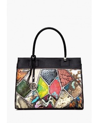 Разноцветная кожаная большая сумка с принтом от Eleganzza
