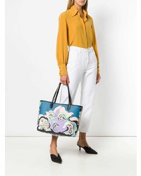Разноцветная кожаная большая сумка с принтом от Emilio Pucci