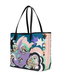 Разноцветная кожаная большая сумка с принтом от Emilio Pucci