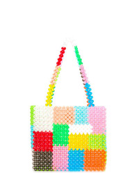 Разноцветная кожаная большая сумка с принтом от Susan Alexandra