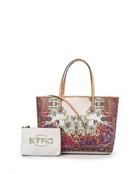 Разноцветная кожаная большая сумка от Etro