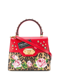 Разноцветная кожаная сумка через плечо с леопардовым принтом от Dolce & Gabbana