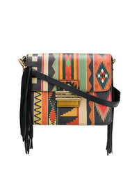 Разноцветная кожаная сумка через плечо с принтом от Etro