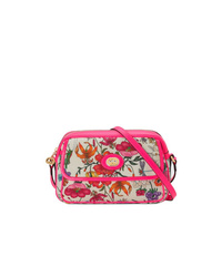 Разноцветная кожаная сумка через плечо с цветочным принтом от Gucci