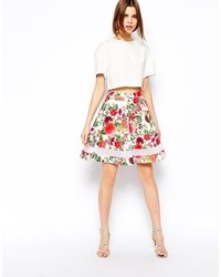 Разноцветная короткая юбка-солнце с цветочным принтом от Asos